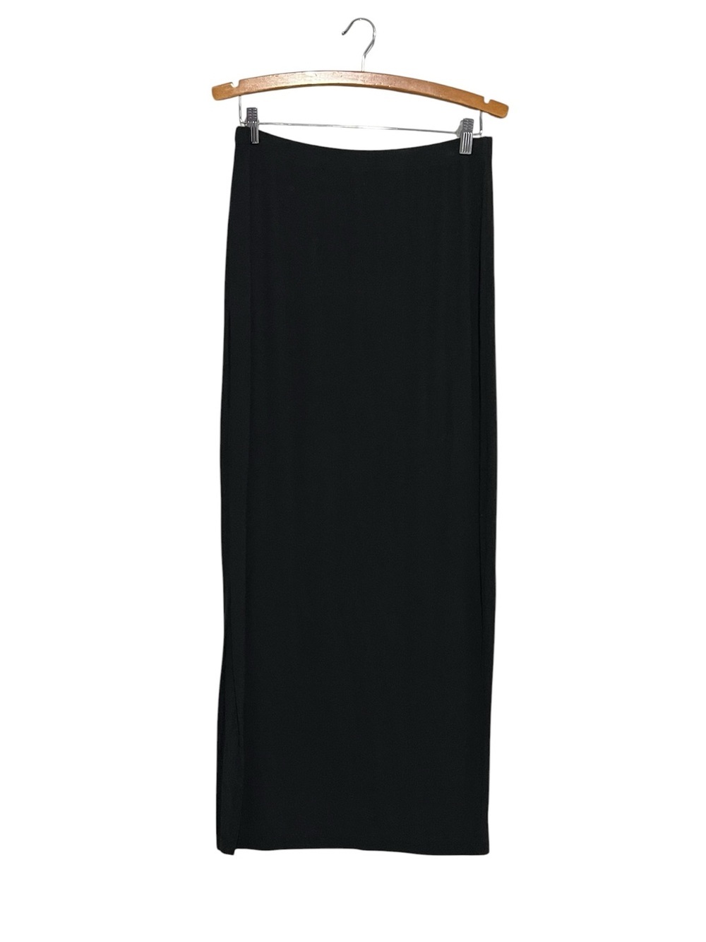 Spiritual Gangster Maxi Skirt Thin Ribbed Large Black Side Slit